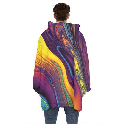 Psychedelic Trippy Fractal Print Hoodie Blanket