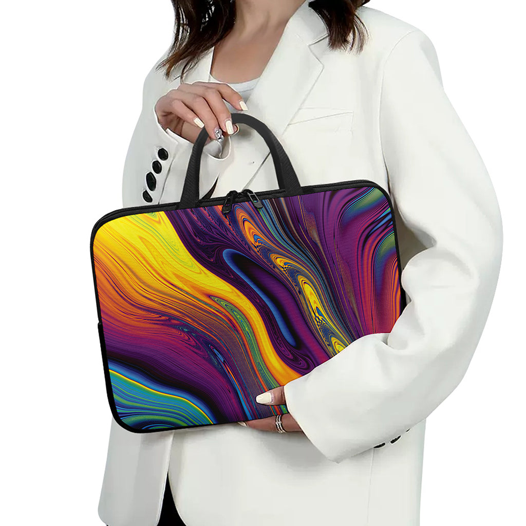 Psychedelic Trippy Fractal Print Laptop Sleeve With Handle