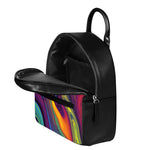 Psychedelic Trippy Fractal Print Leather Backpack