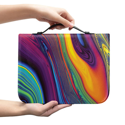 Psychedelic Trippy Fractal Print Leather Bible Cover