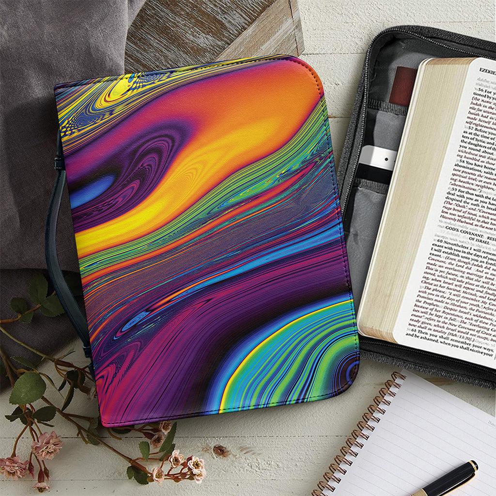 Psychedelic Trippy Fractal Print Leather Bible Cover