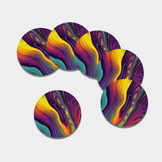 Psychedelic Trippy Fractal Print Leather Coaster Set