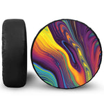 Psychedelic Trippy Fractal Print Leather Spare Tire Cover