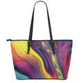 Psychedelic Trippy Fractal Print Leather Tote Bag With Zipper