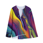 Psychedelic Trippy Fractal Print Long Sleeve Short Coat
