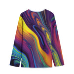Psychedelic Trippy Fractal Print Long Sleeve Short Coat