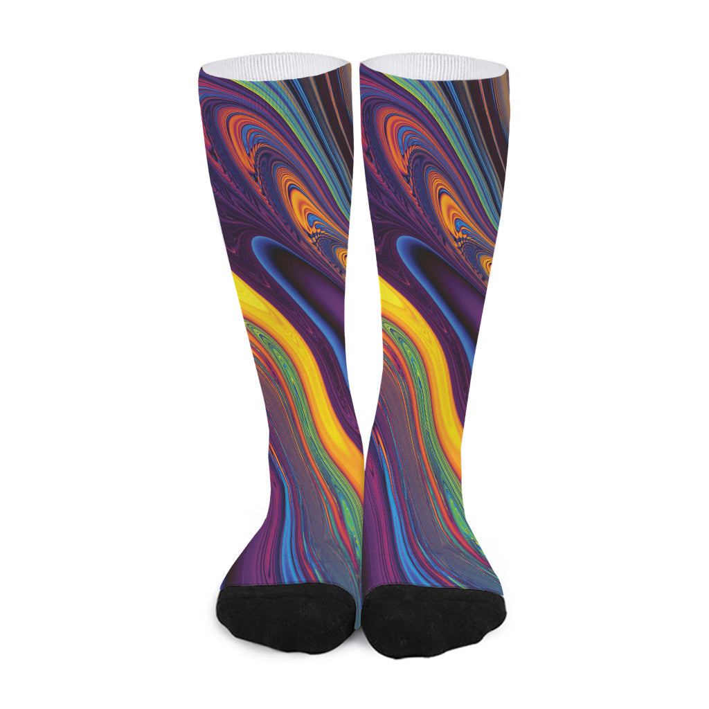 Psychedelic Trippy Fractal Print Long Socks