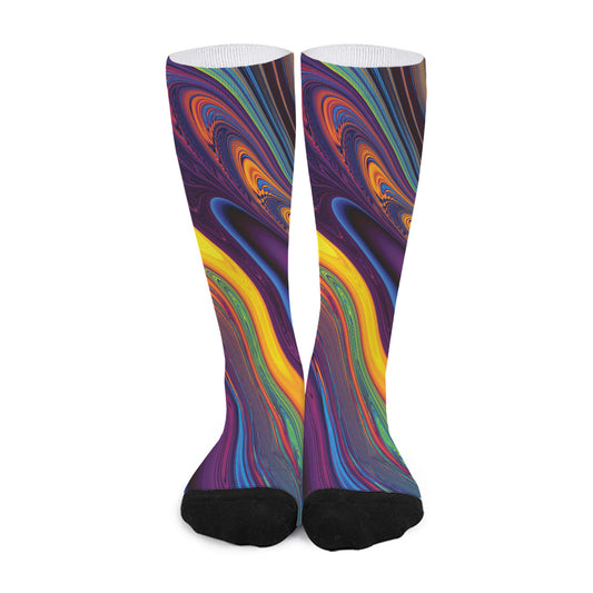 Psychedelic Trippy Fractal Print Long Socks
