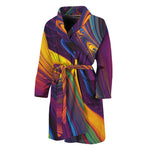 Psychedelic Trippy Fractal Print Men's Bathrobe