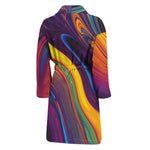 Psychedelic Trippy Fractal Print Men's Bathrobe