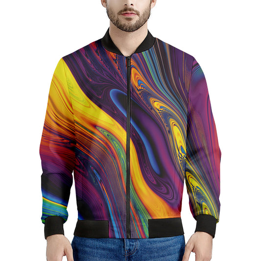 Psychedelic Trippy Fractal Print Men's Bomber Jacket