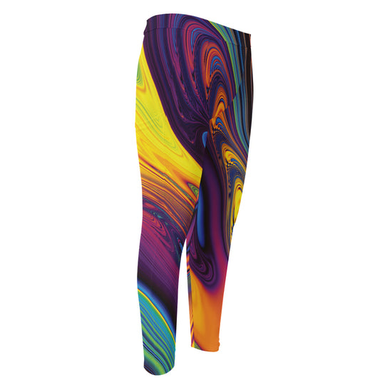 Psychedelic Trippy Fractal Print Men's Compression Pants