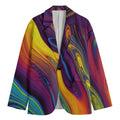 Psychedelic Trippy Fractal Print Men's Cotton Blazer