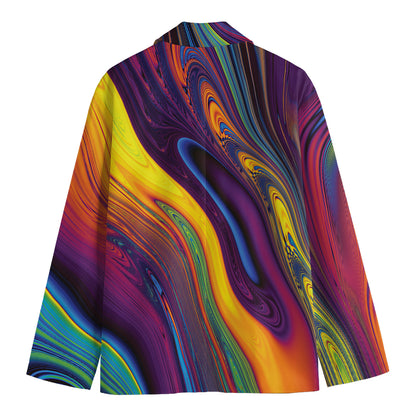 Psychedelic Trippy Fractal Print Men's Cotton Blazer