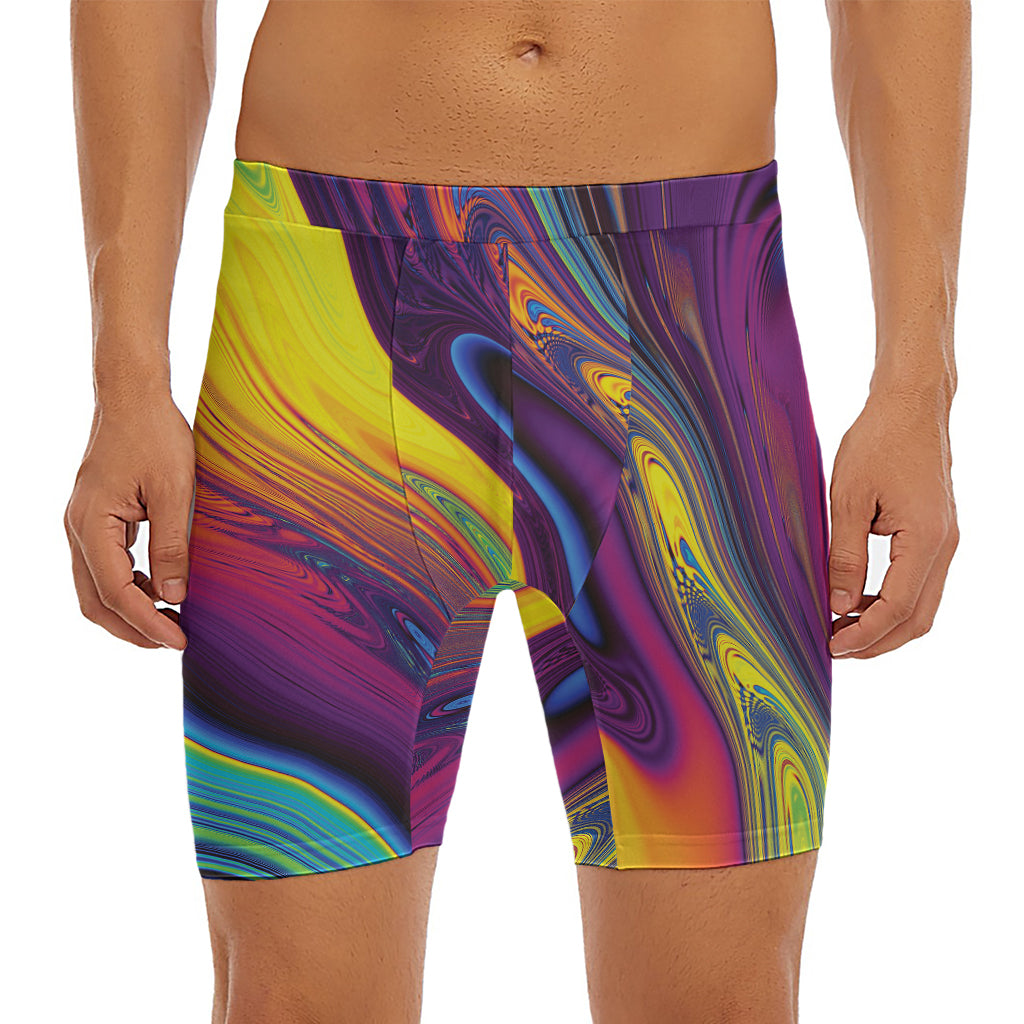 Psychedelic Trippy Fractal Print Men's Long Boxer Briefs