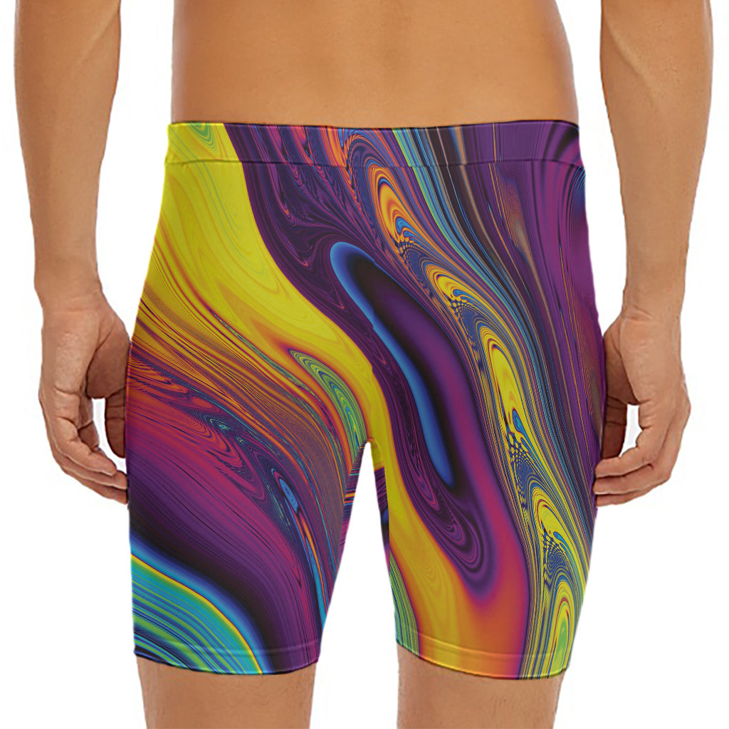 Psychedelic Trippy Fractal Print Men's Long Boxer Briefs