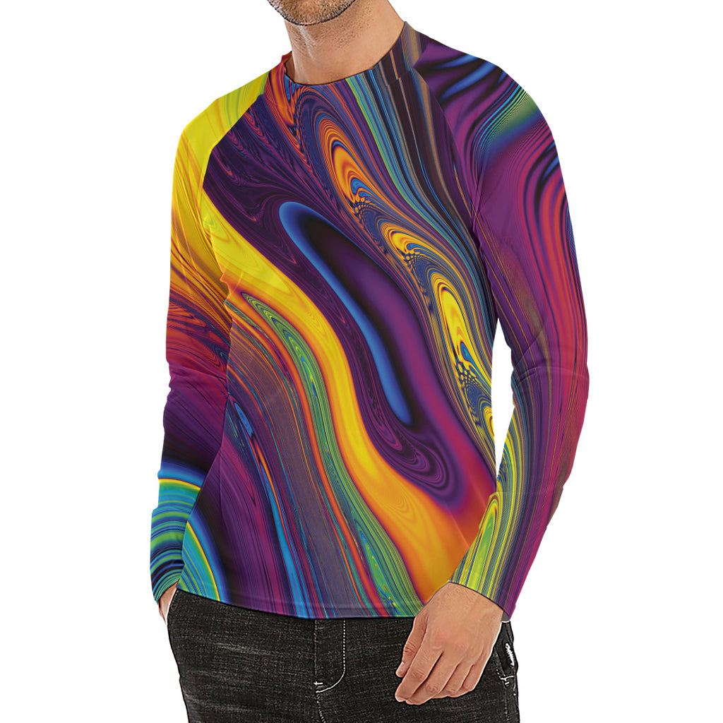 Psychedelic Trippy Fractal Print Men's Long Sleeve Rash Guard