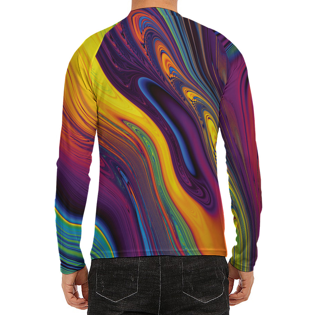 Psychedelic Trippy Fractal Print Men's Long Sleeve Rash Guard