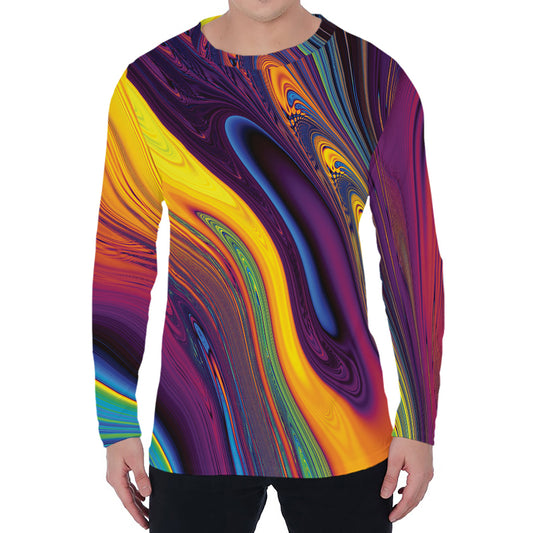 Psychedelic Trippy Fractal Print Men's Long Sleeve T-Shirt