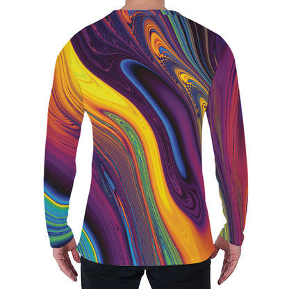 Psychedelic Trippy Fractal Print Men's Long Sleeve T-Shirt
