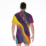 Psychedelic Trippy Fractal Print Men's Rompers