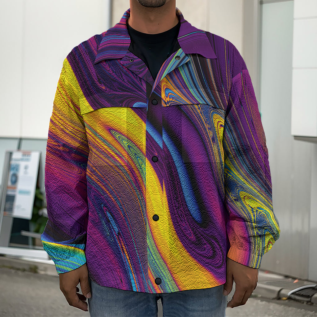 Psychedelic Trippy Fractal Print Men's Shirt Jacket