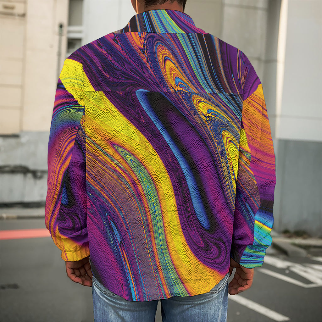 Psychedelic Trippy Fractal Print Men's Shirt Jacket