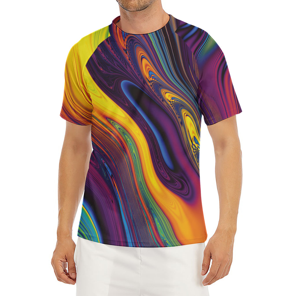 Psychedelic Trippy Fractal Print Men's Short Sleeve Rash Guard