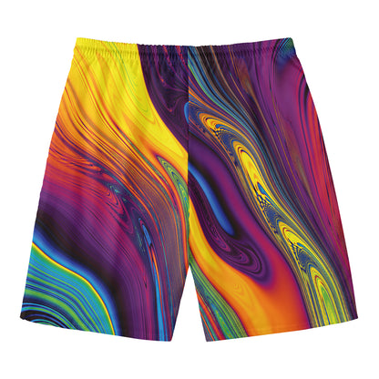 Psychedelic Trippy Fractal Print Men's Swim Trunks