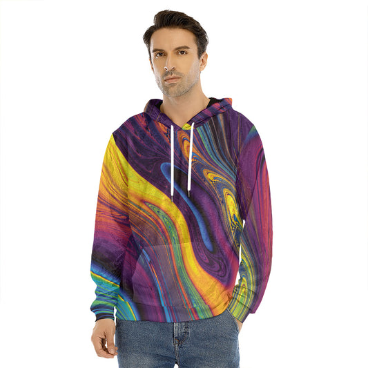 Psychedelic Trippy Fractal Print Men's Velvet Pullover Hoodie