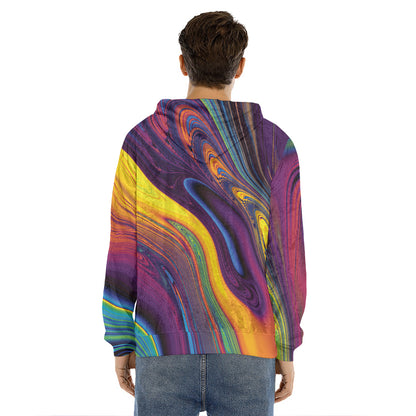Psychedelic Trippy Fractal Print Men's Velvet Pullover Hoodie