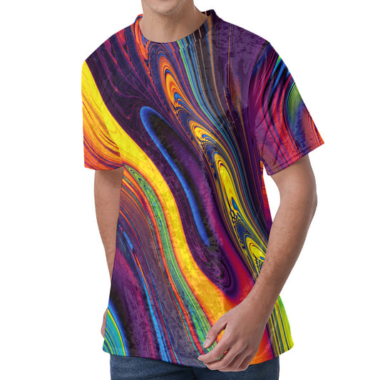 Psychedelic Trippy Fractal Print Men's Velvet T-Shirt