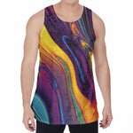 Psychedelic Trippy Fractal Print Men's Velvet Tank Top