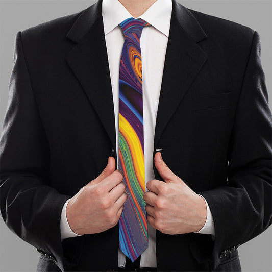 Psychedelic Trippy Fractal Print Necktie