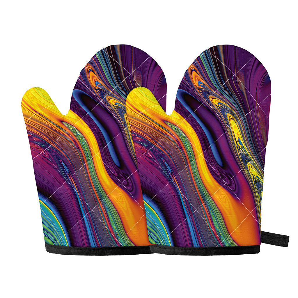 Psychedelic Trippy Fractal Print Oven Mitts