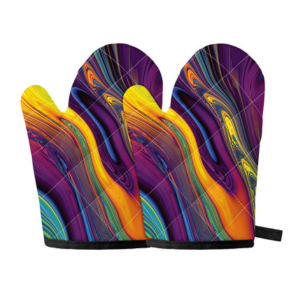 Psychedelic Trippy Fractal Print Oven Mitts