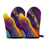 Psychedelic Trippy Fractal Print Oven Mitts