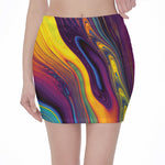 Psychedelic Trippy Fractal Print Pencil Mini Skirt