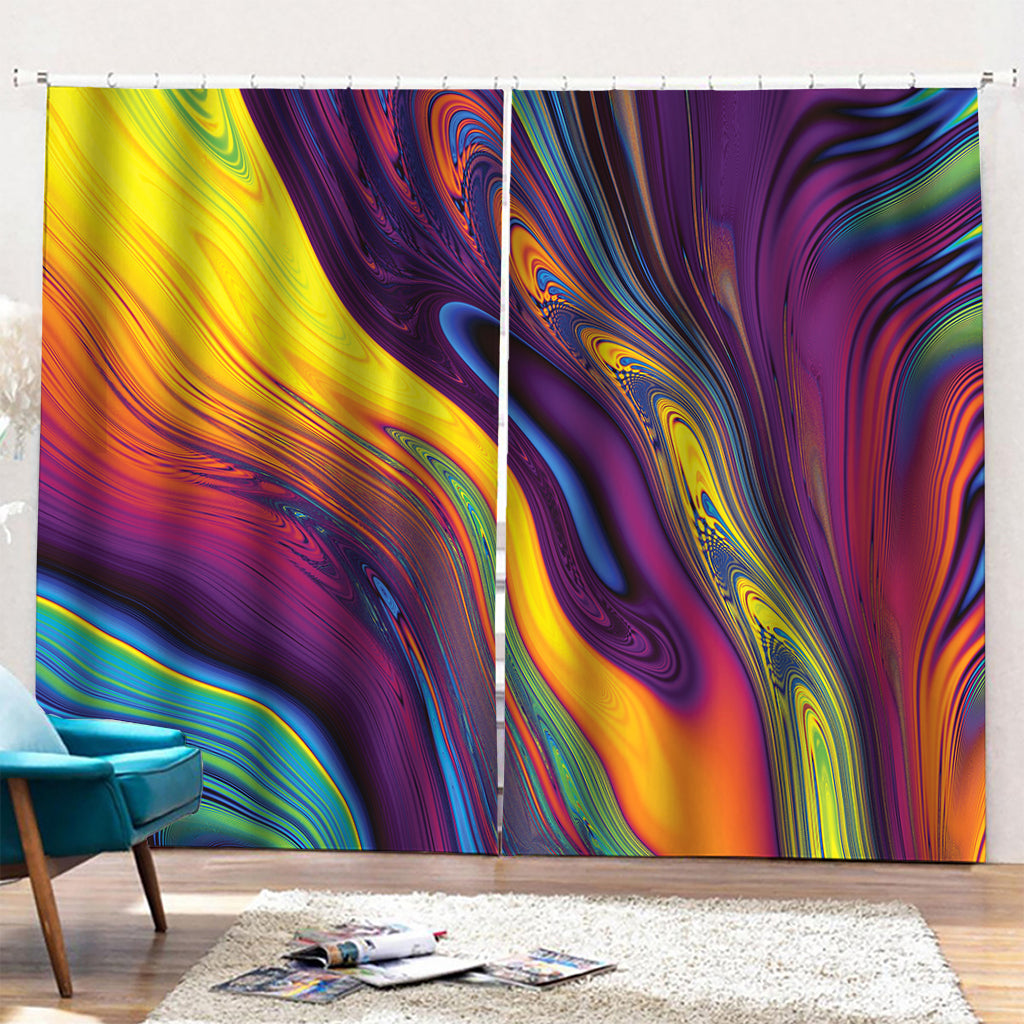Psychedelic Trippy Fractal Print Pencil Pleat Curtains