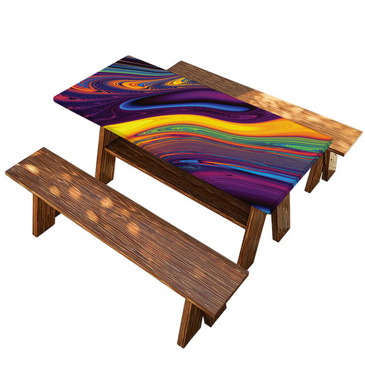 Psychedelic Trippy Fractal Print Picnic Table Cover