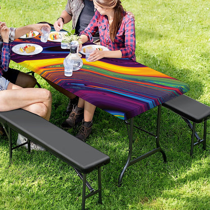 Psychedelic Trippy Fractal Print Picnic Table Cover