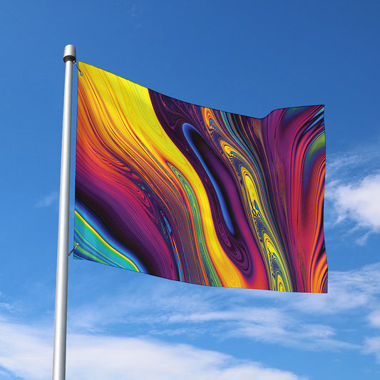 Psychedelic Trippy Fractal Print Polyester Flag