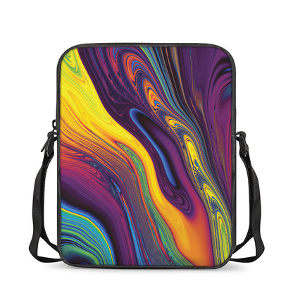 Psychedelic Trippy Fractal Print Rectangular Crossbody Bag