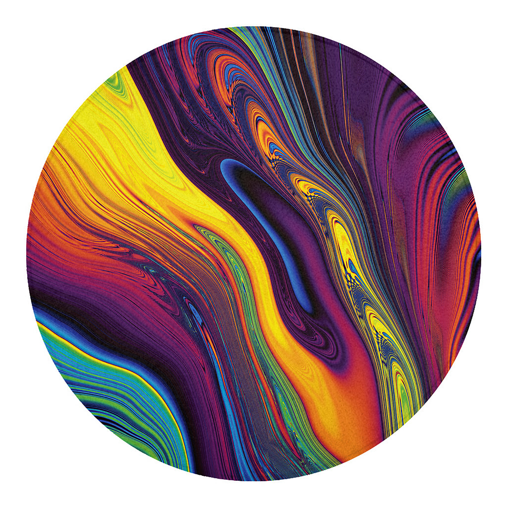Psychedelic Trippy Fractal Print Round Blanket