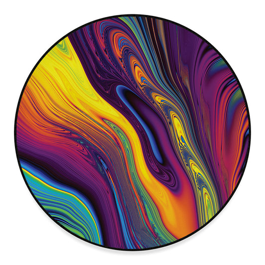 Psychedelic Trippy Fractal Print Round Floor Mat