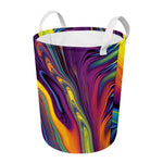 Psychedelic Trippy Fractal Print Round Laundry Basket