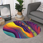 Psychedelic Trippy Fractal Print Round Rug