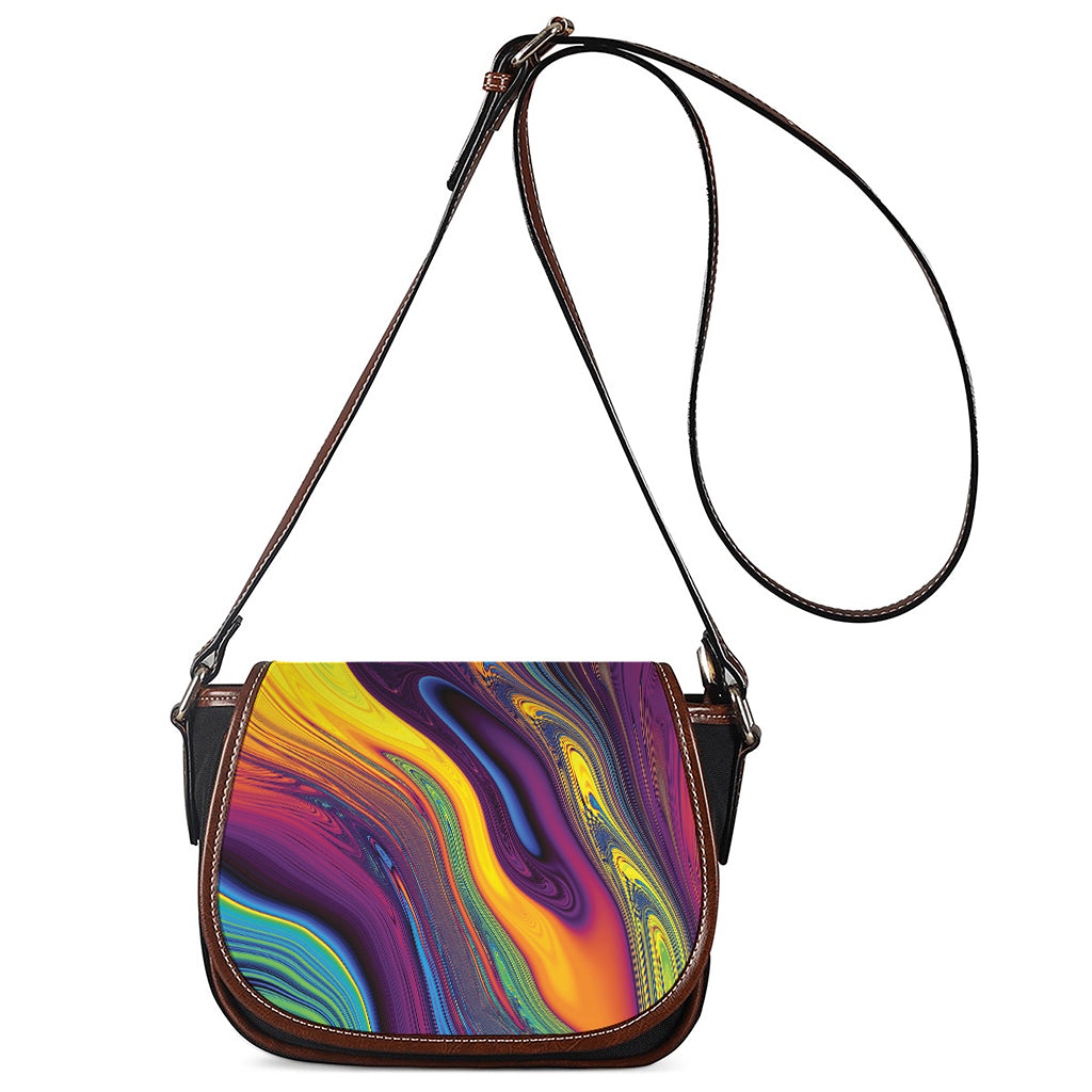 Psychedelic Trippy Fractal Print Saddle Bag