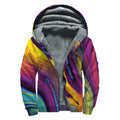 Psychedelic Trippy Fractal Print Sherpa Lined Zip Up Hoodie