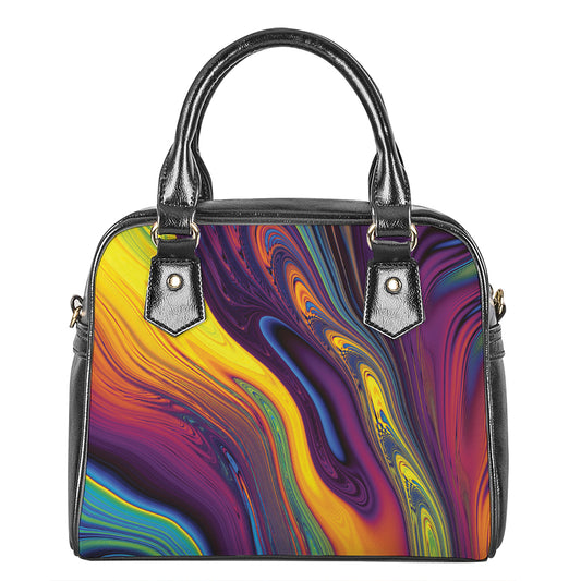 Psychedelic Trippy Fractal Print Shoulder Handbag